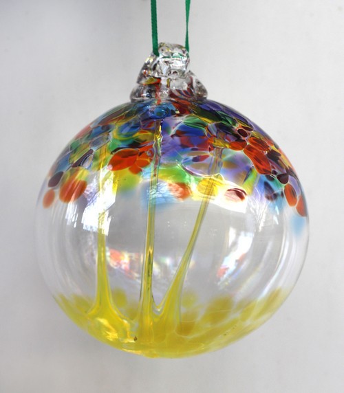 Click to view detail for DB-1064 Ornament - Party Mix Witchball w/Yellow 3x3 $37